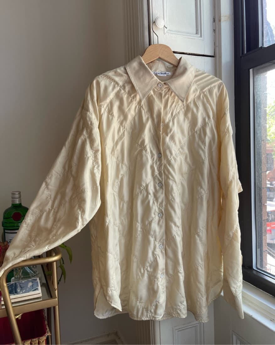 Unisex Acne Studios Quilted Silk Shirt - Image 2
