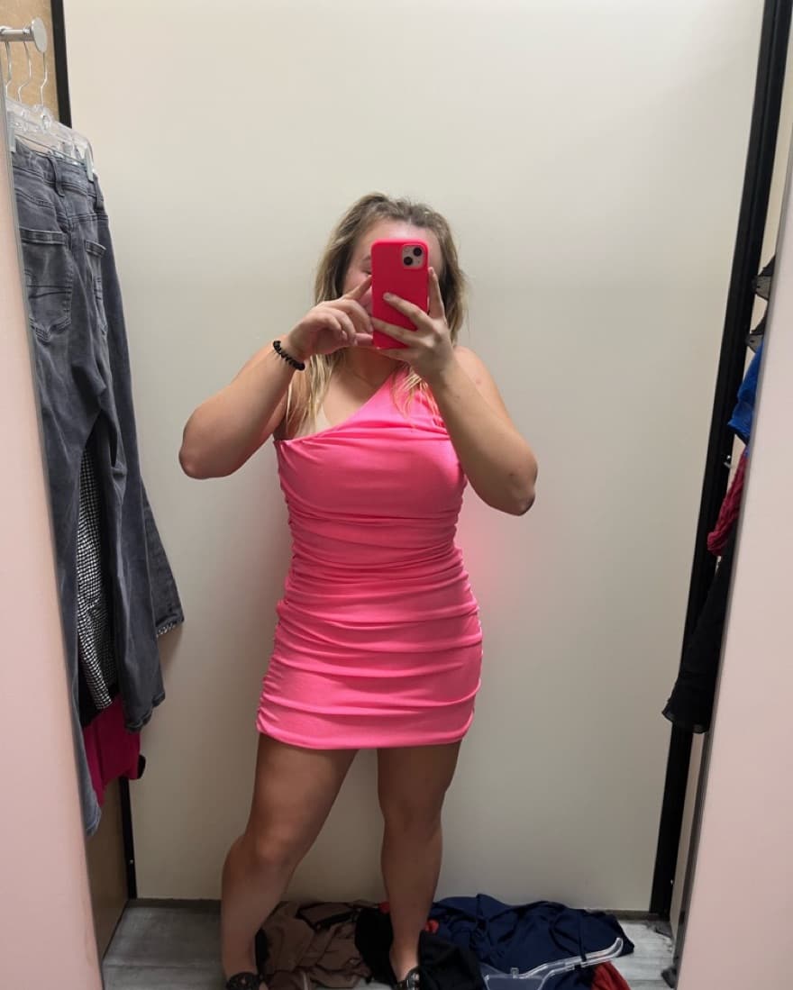 Pink One Shoulder Bodycon - Image 2