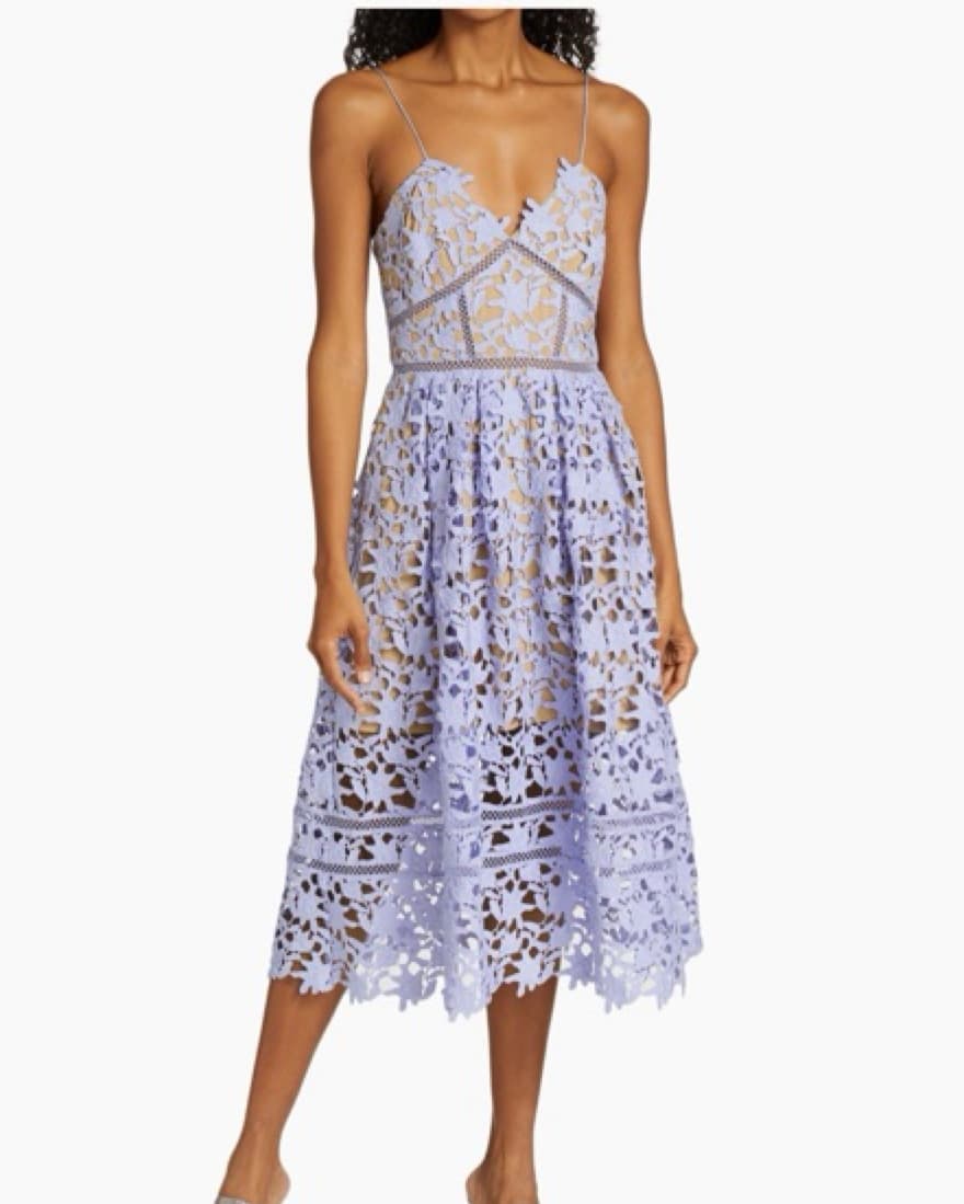 Self Portrait Azalea Midi Dress Blue - Image 3