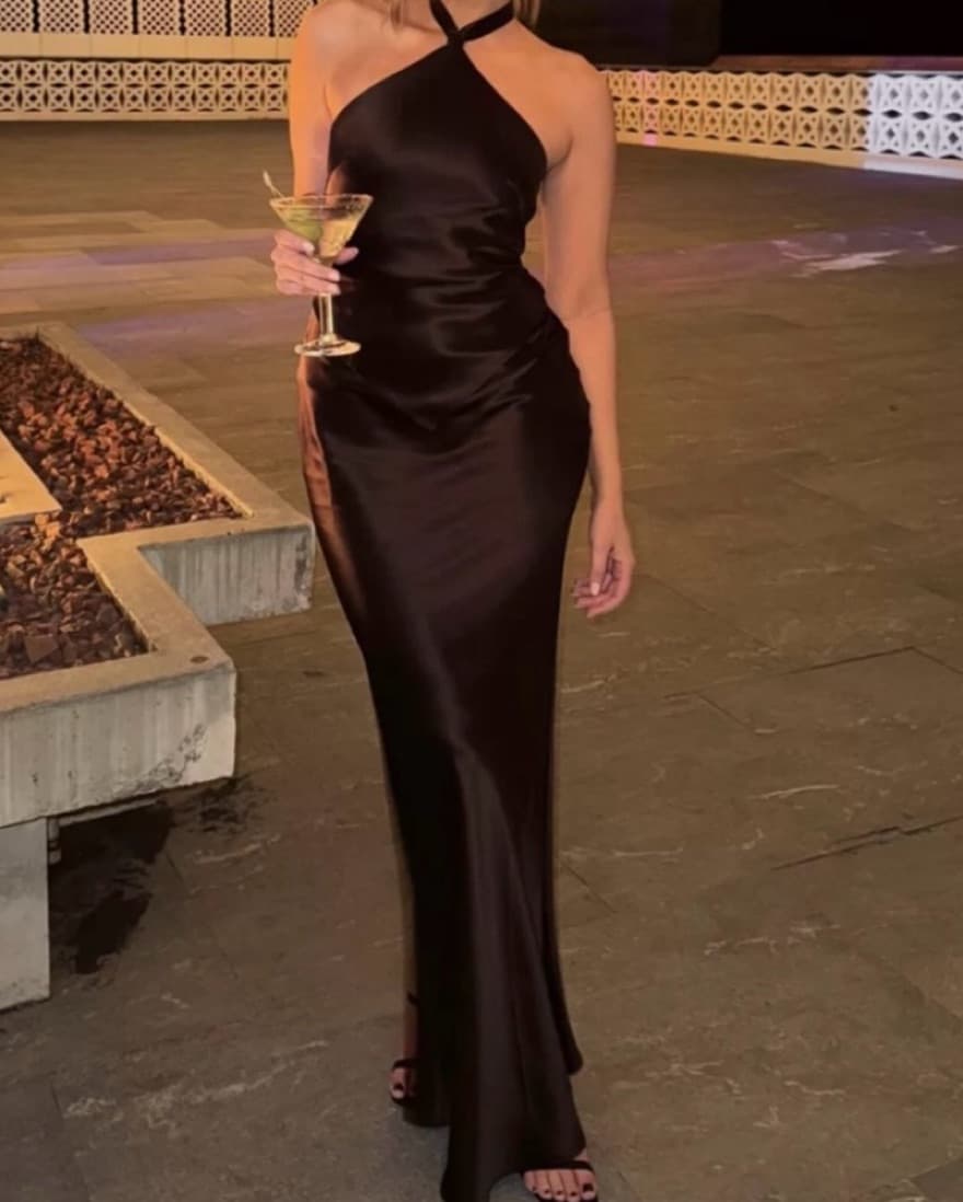Retrofete Brown Silk Maxi Ester Dress - Image 1