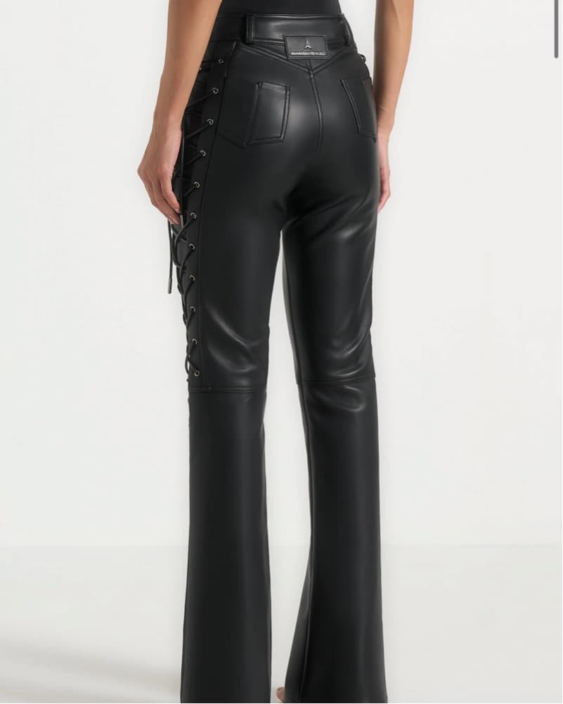Leather lace up pants - Image 3
