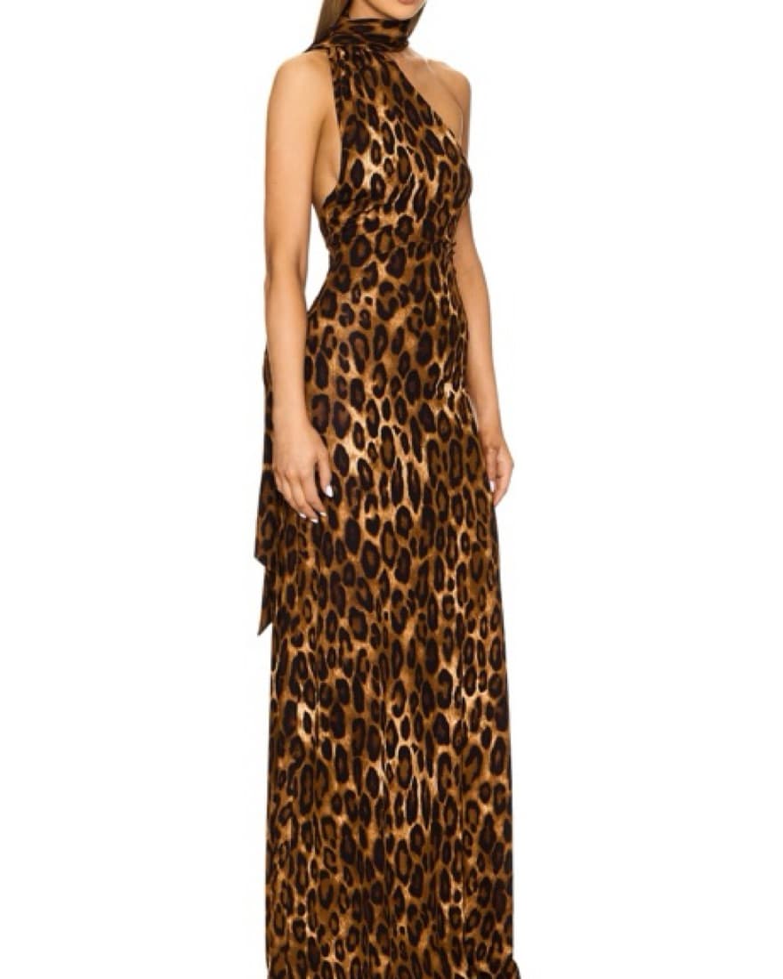 Fierce Leopard Print Halter Maxi Dress - Image 2