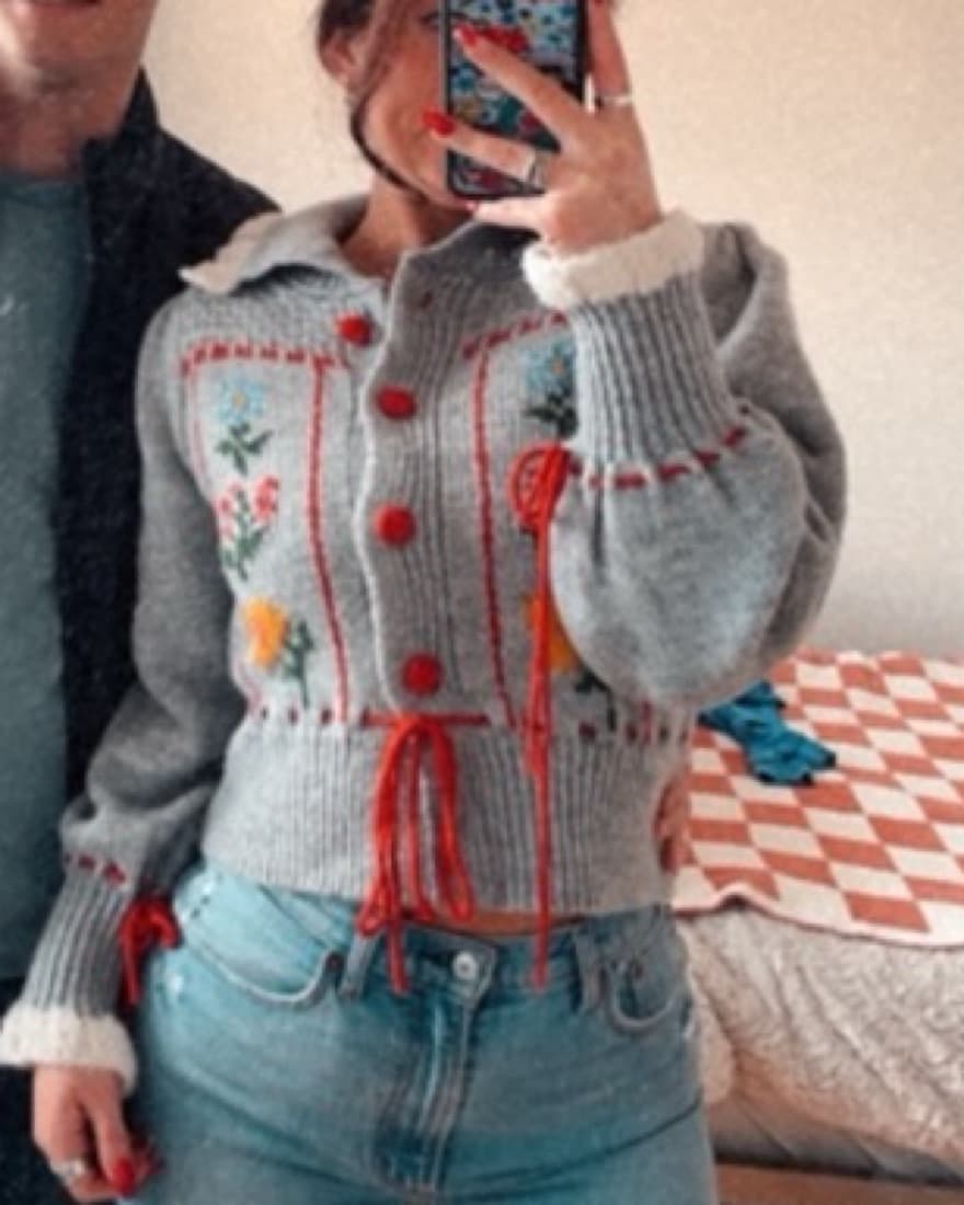 Floral Embroidered Cardigan - Image 1