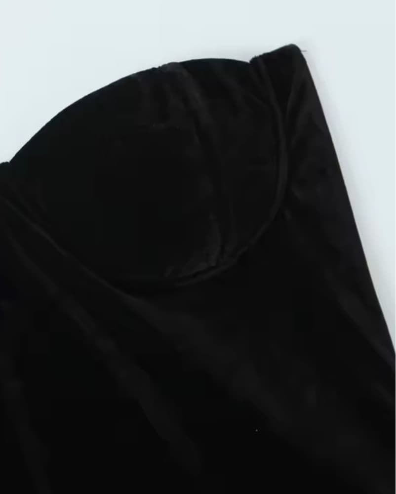 Black Velvet Strapless Bodysuit - Image 3