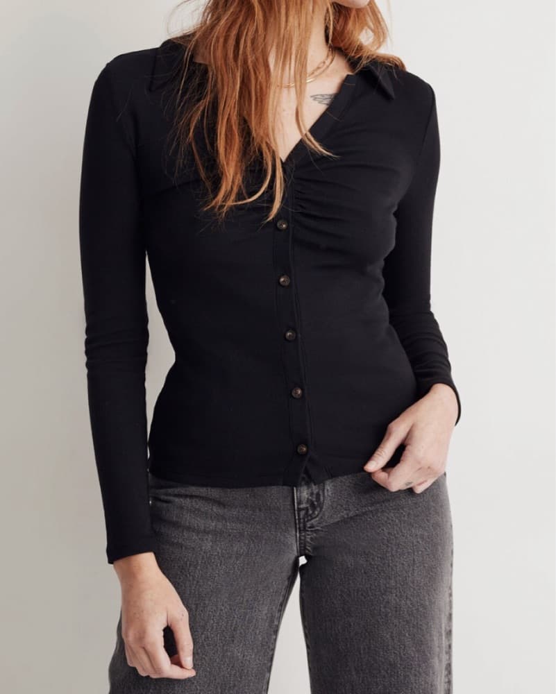 Ruched Polo Cardigan - Image 1