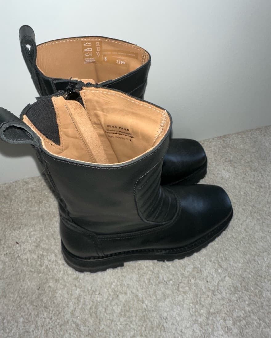 Black Leather Paneled Boots - Image 4