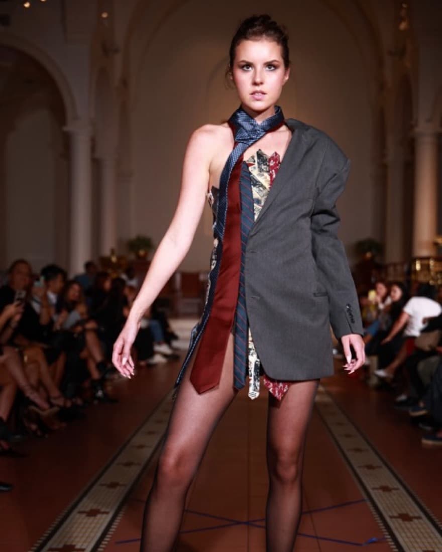 Blazer Tie Asymmetrical Dress - Image 1