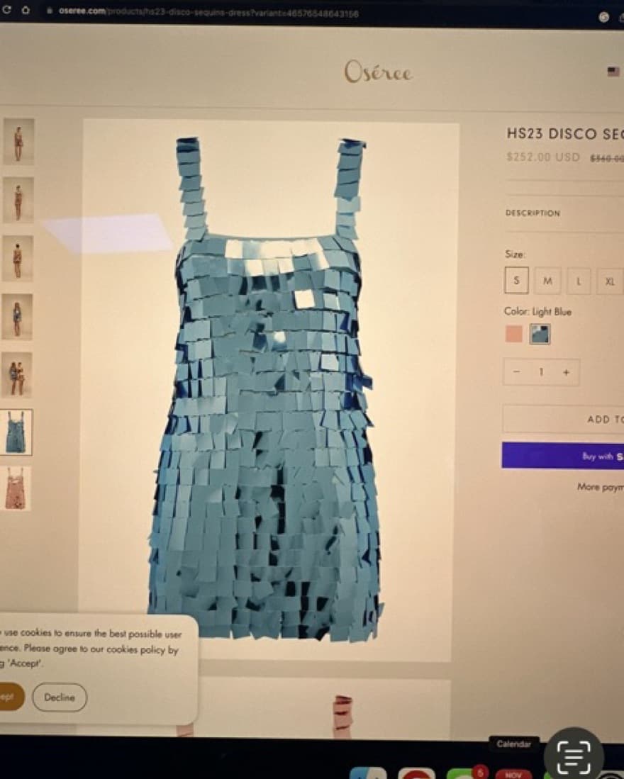 Oseree Blue Sparkle Mini Dress - Image 1