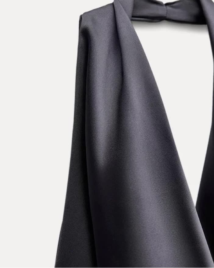 Satin Effect Open Back Midi Dress  - Image 3