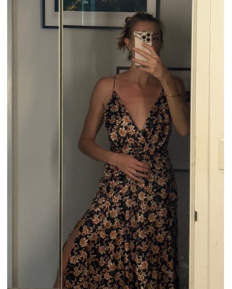 Western Dress | Satin Floral Midi Dress | Welcome Party Dress - Image 3