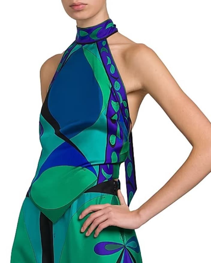 Pucci Green & Blue Halter Tie Top  - Image 5