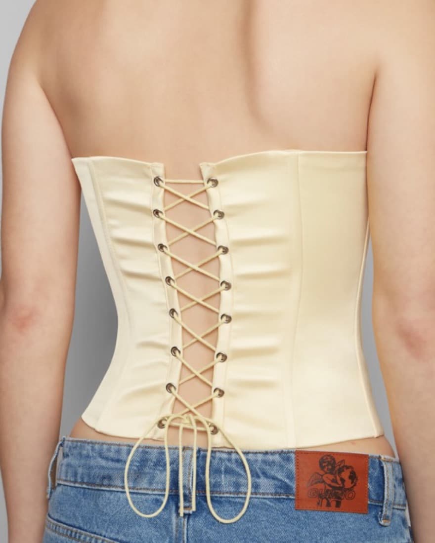 Danielle Guzio Satin Cream Corset - Image 4
