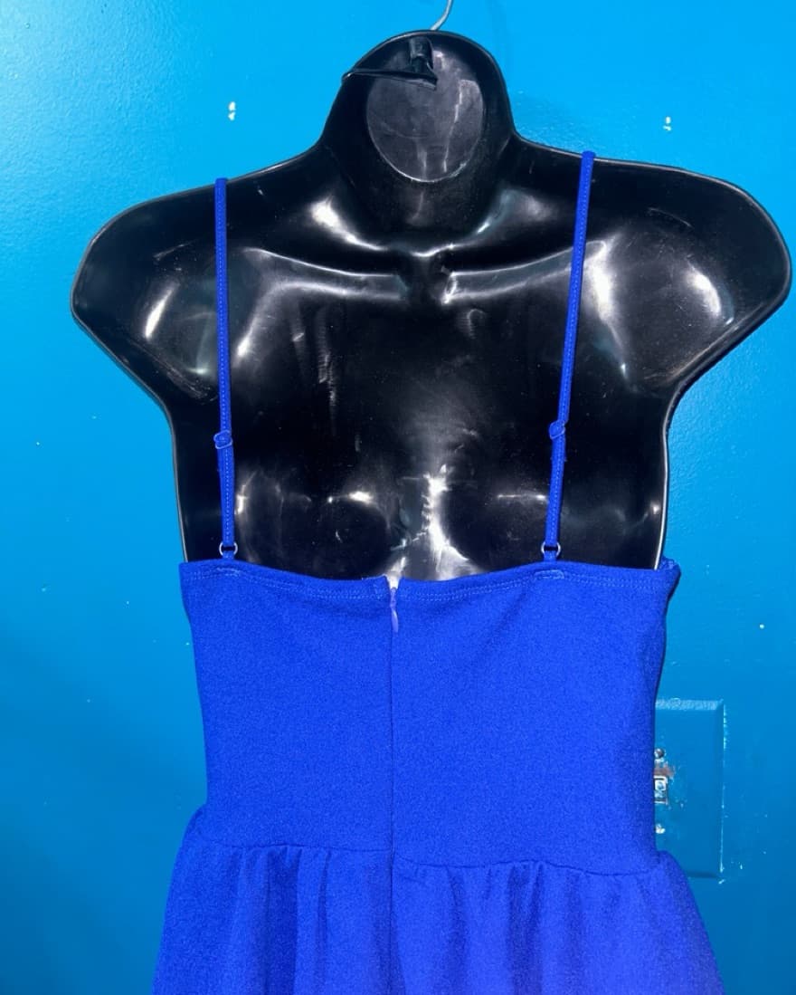 Vibrant Blue Spaghetti Strap A-Line Dress - Image 5