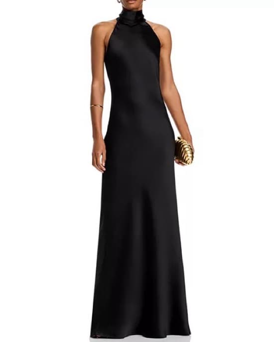 Black Silk Halter Gown - Image 1