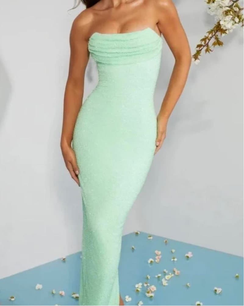 Oh Polly Embellished Maxi Dress Mint - Image 1