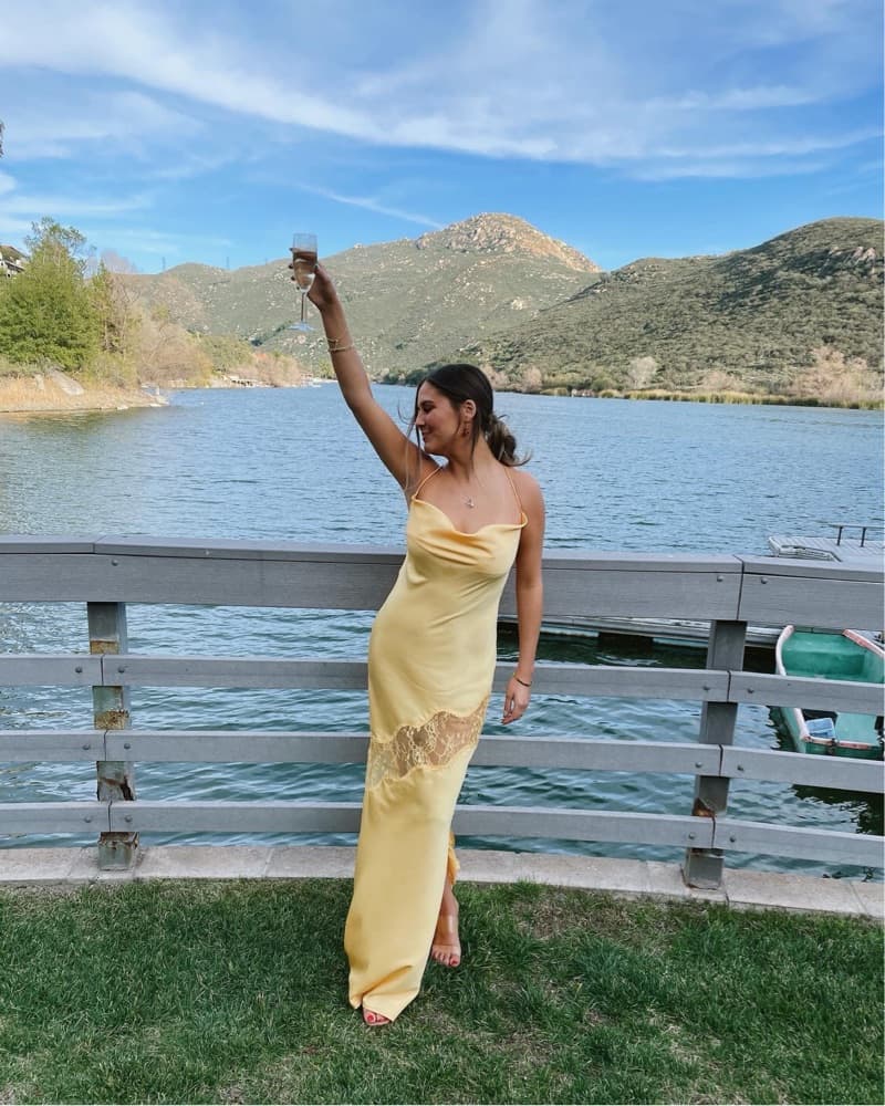 Meshki Yellow/ Lemon Satin Maxi Dress  - Image 2