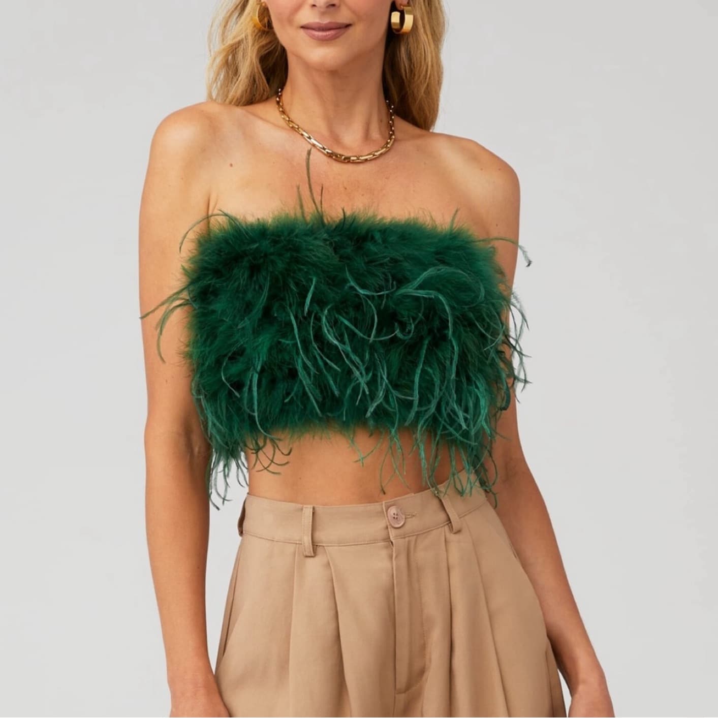Green Faux Feather Top - Image 2