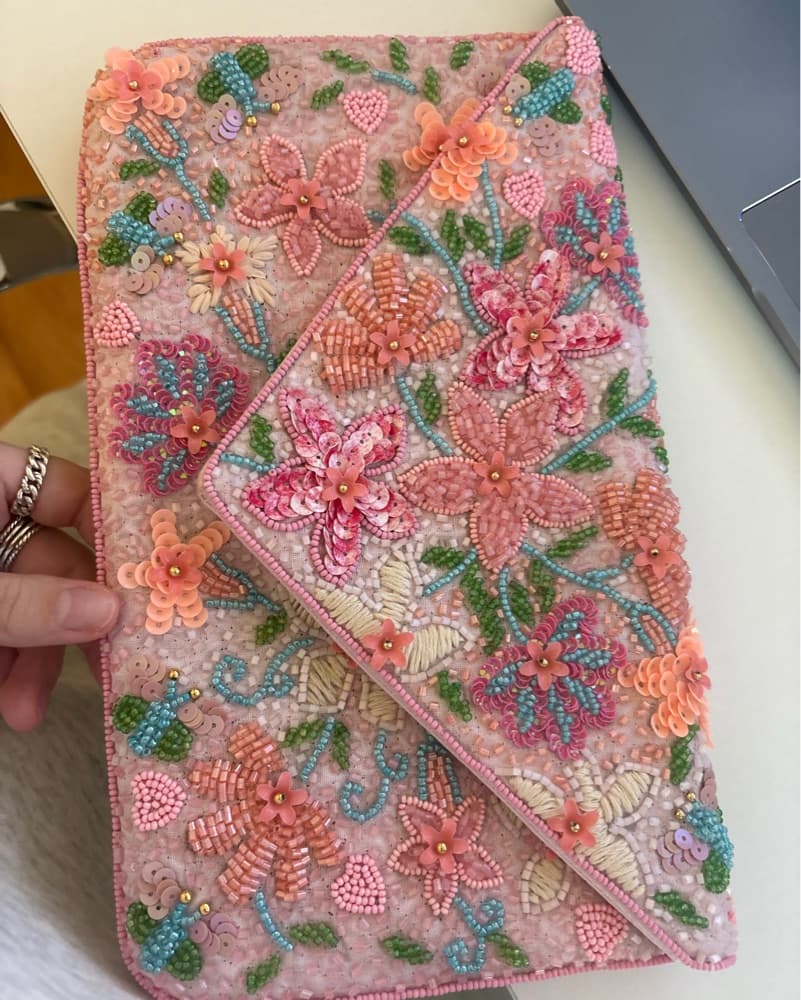 Pink Beaded Clutch - Image 2