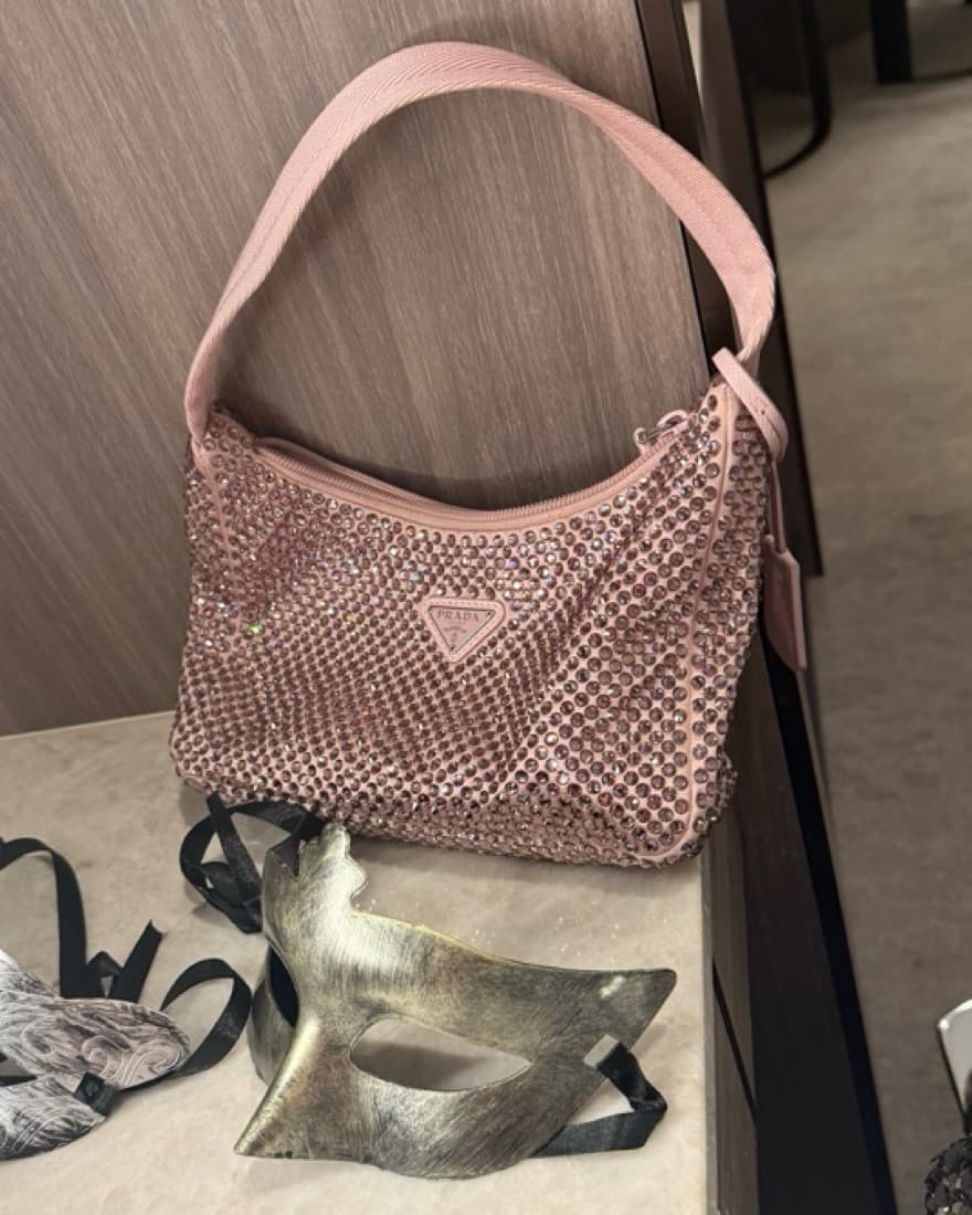 Prada Re-edition Pink Crystal Satin Mini - Image 1