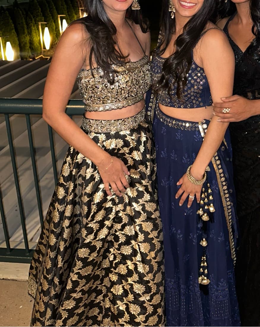 Black Embroidered Brocade Lehenga - Image 4