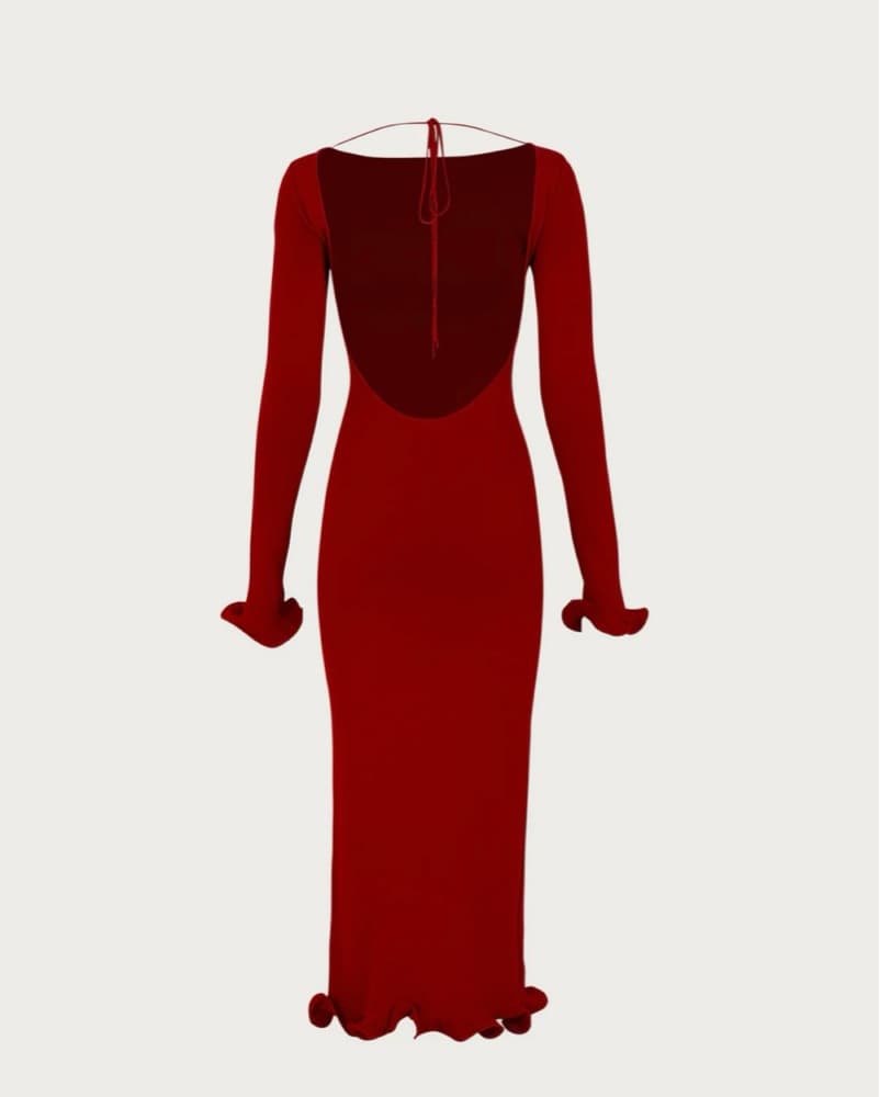 Same Ruffle Midi Dress Red - Image 3