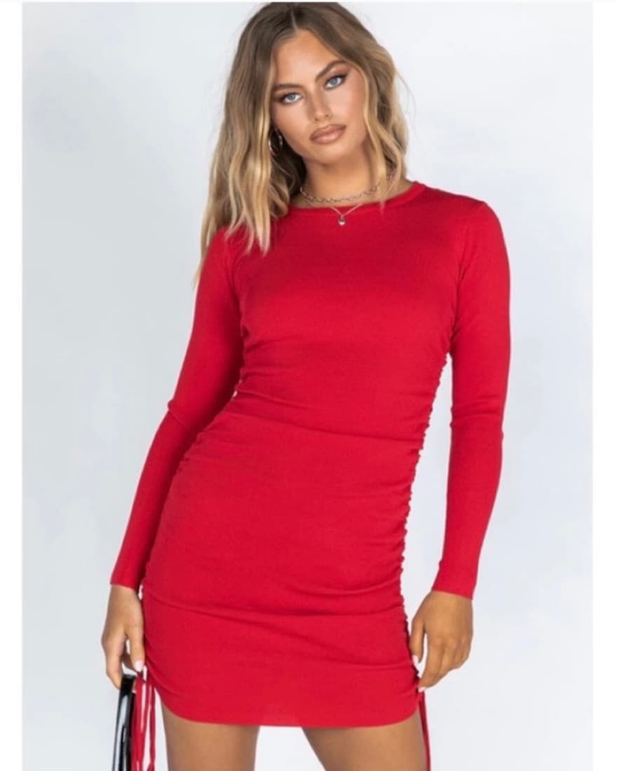 Long Sleeve Red Mini Dress  - Image 1