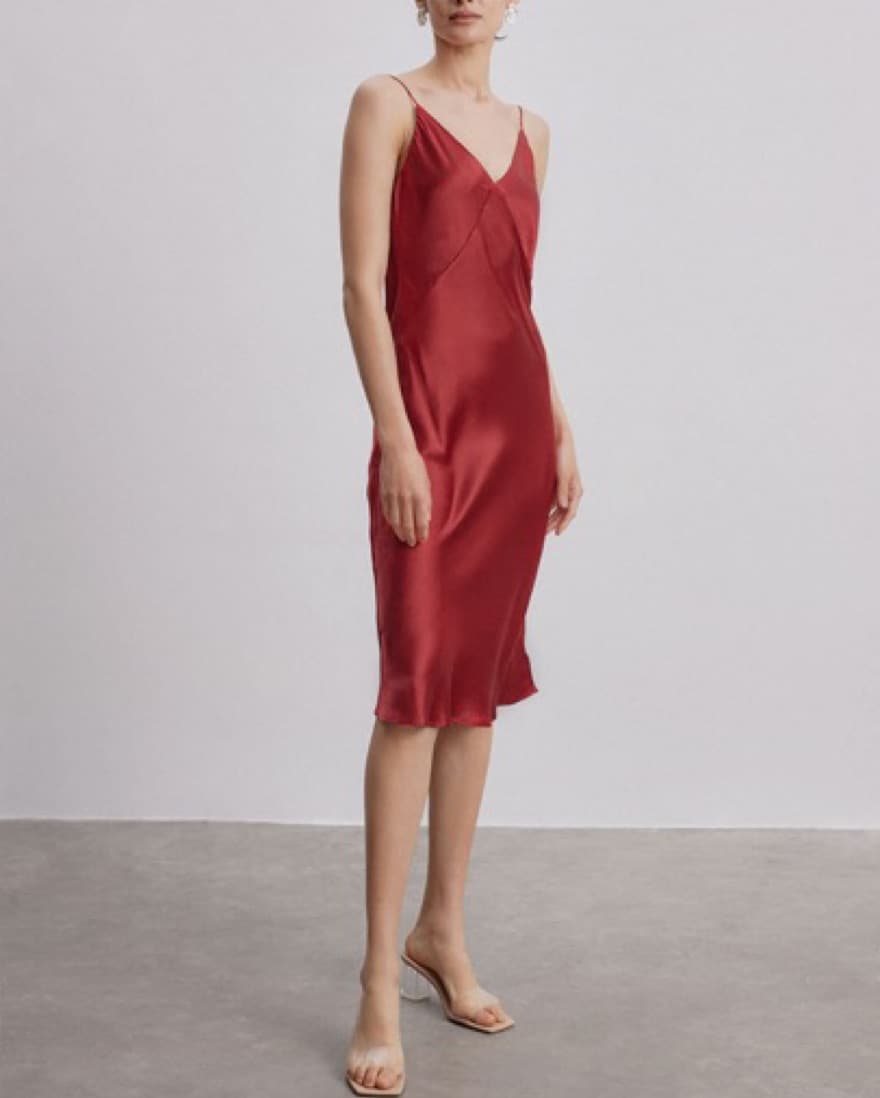 Burgundy Midi Slip Dress - Image 3