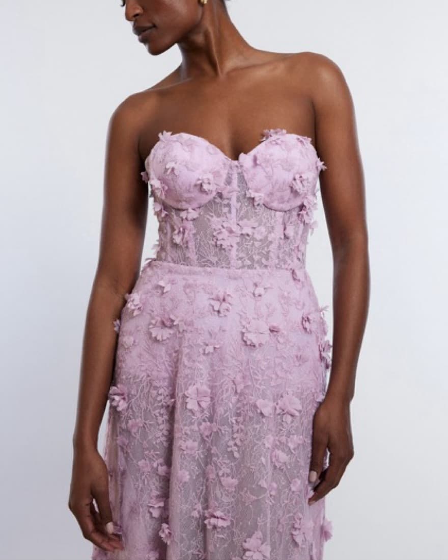 Lilac Strapless Floral Gown - Image 2