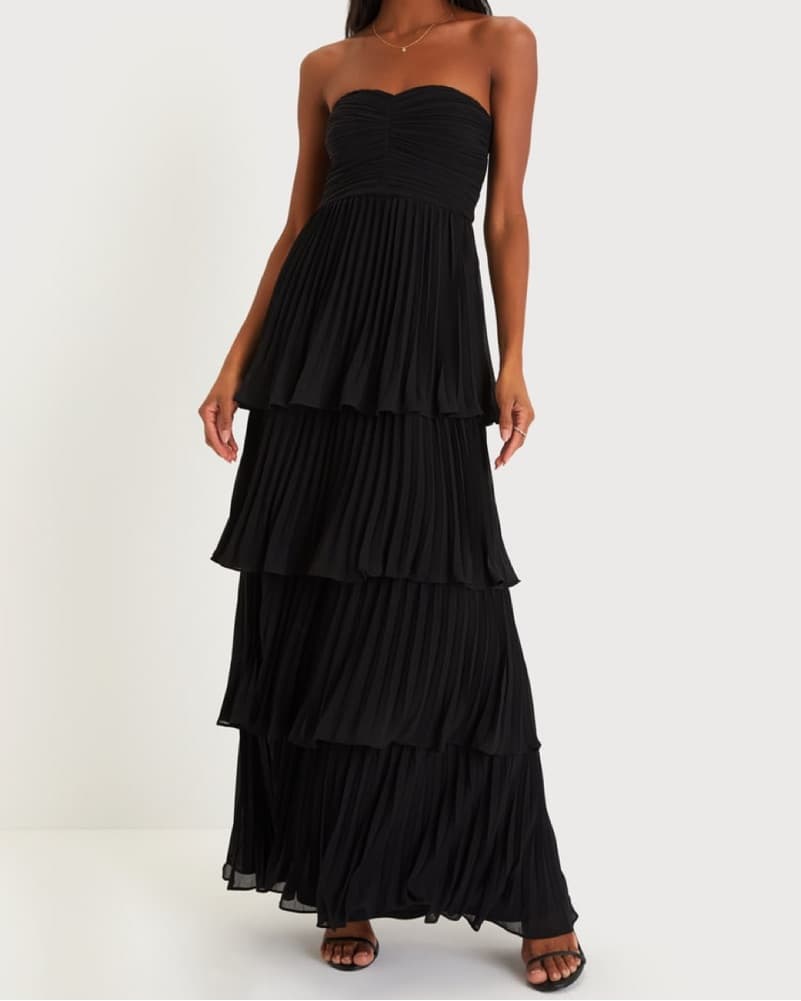 Lulu’s Black Strapless Tiered Maxi Dress - Image 4