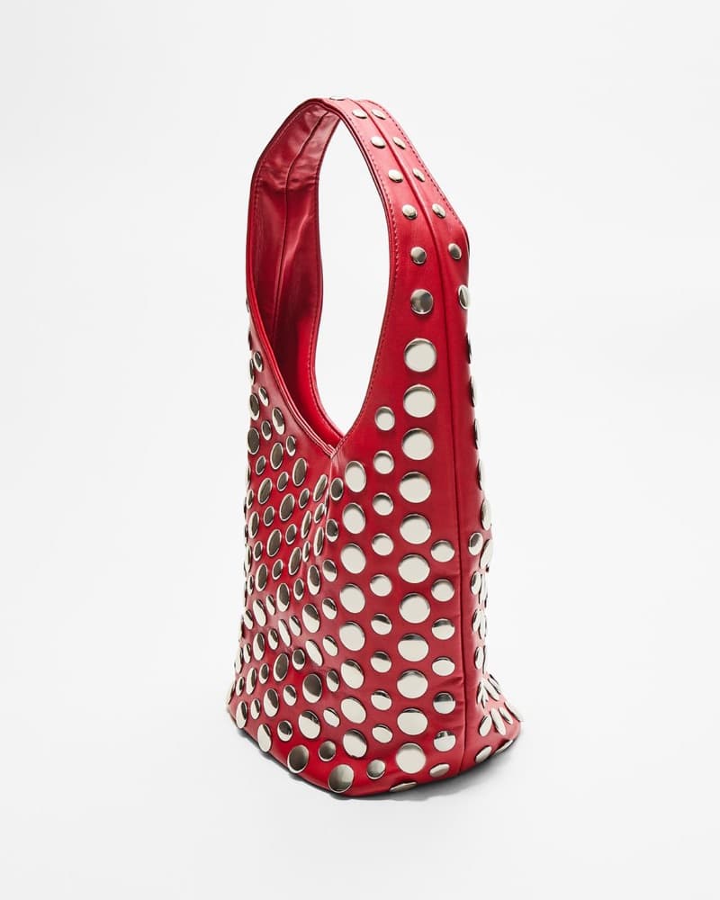 Red Studded Shoulder Bag - Image 2