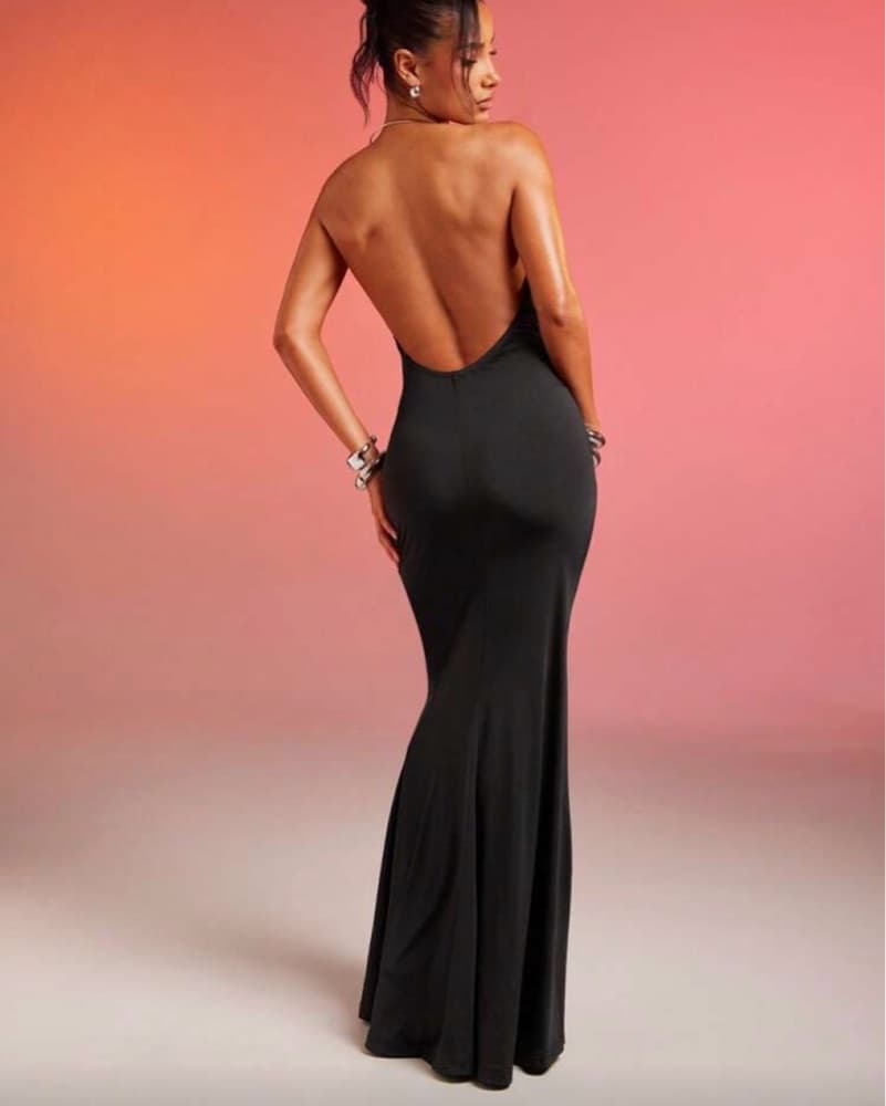 Backless Dress In Black - Image 3