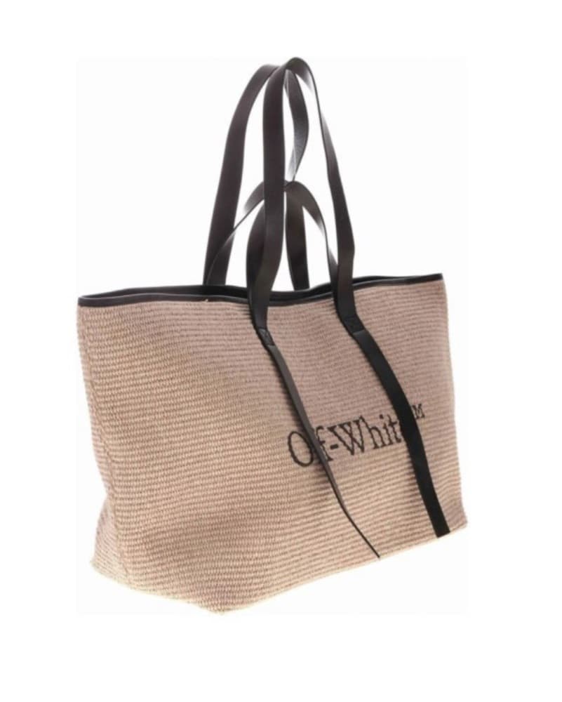 Off White Raffia Beach Bag - Image 5