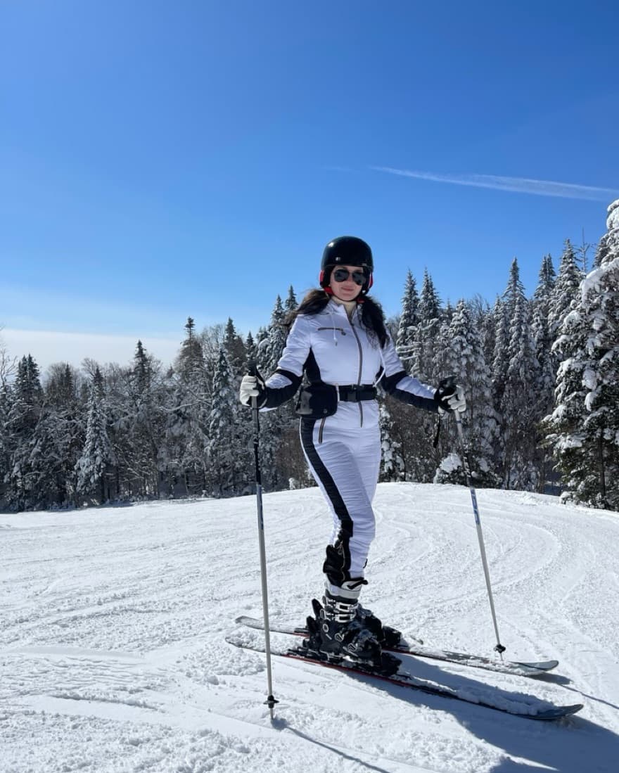 Black And White Belted Ski Suit - Image 1