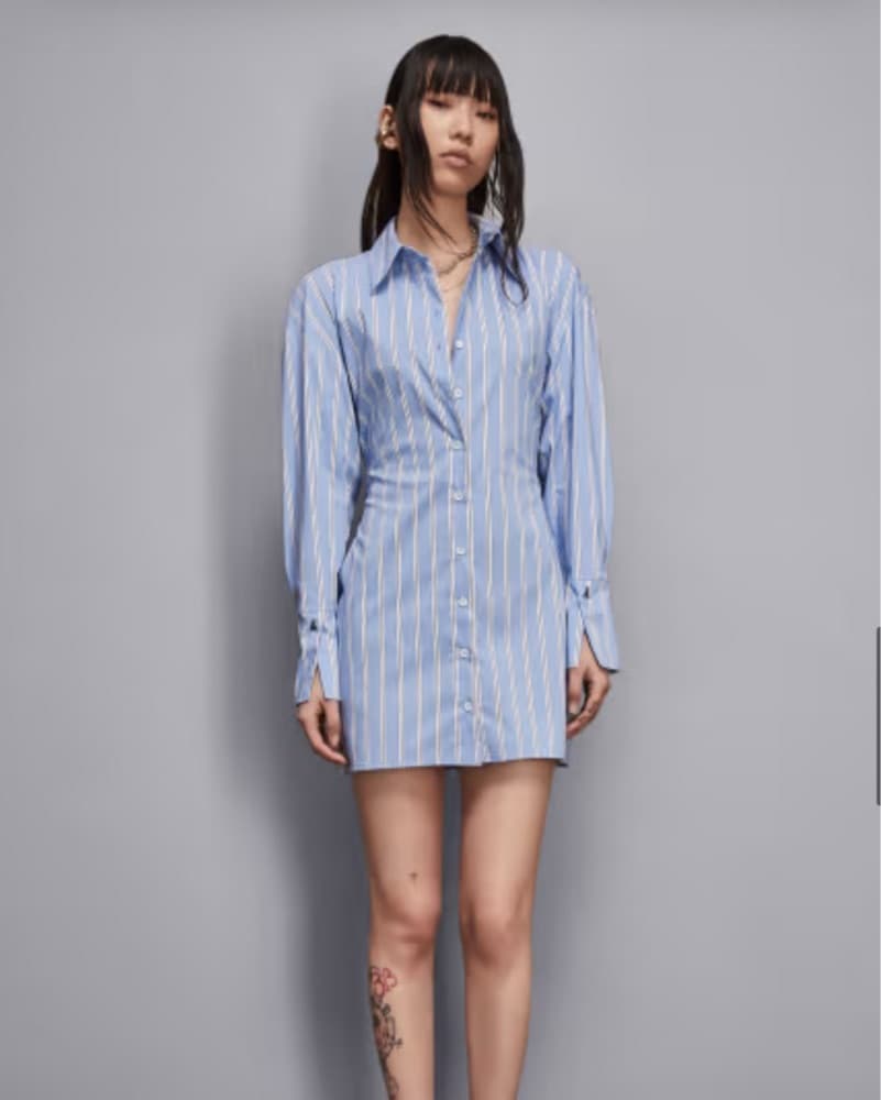 PATRIZIA PEPE Blue Pinstripe Shirt Dress - Image 1