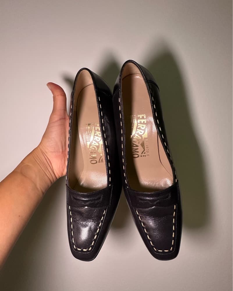 Salvatore Ferragamo Black Leather Loafer - Image 1