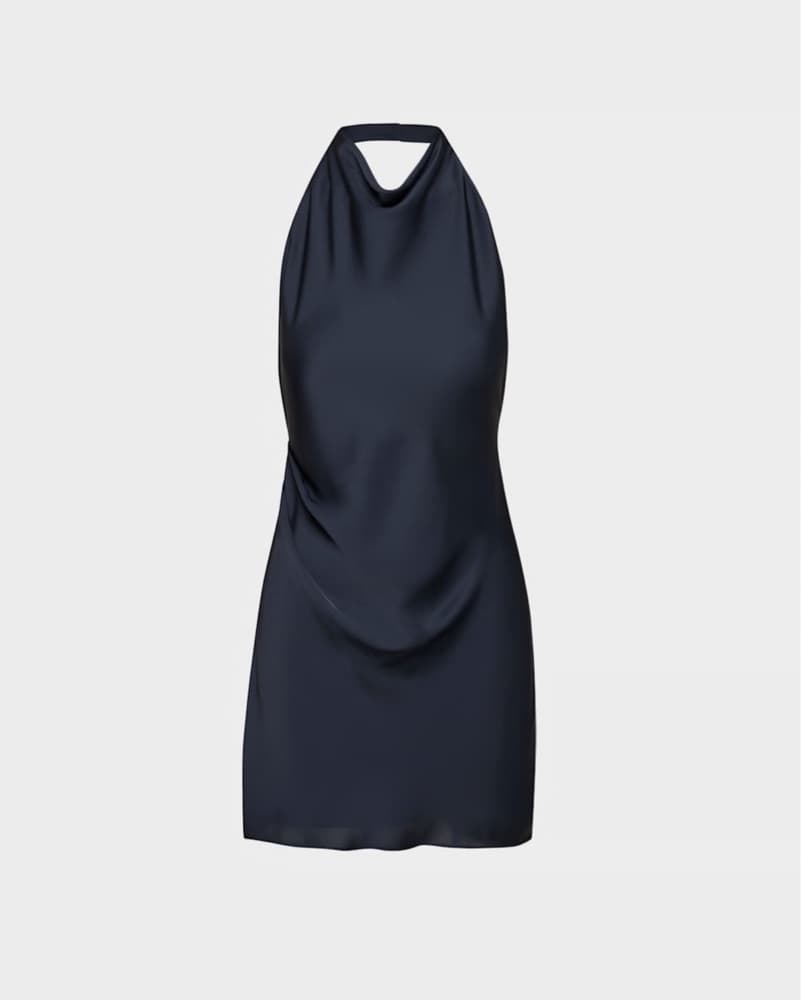 Admiral Audience Satin Mini Halter Dress - Image 1