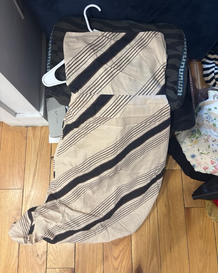 Linen Strapless Striped Maxi Dress - Image 2