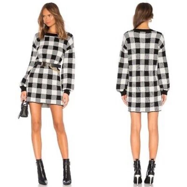 Revolve Floyd Checker Sweater Dress - Image 1