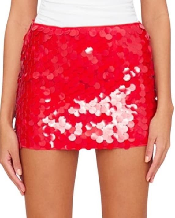 Red Staud Sequin Mini Skirt  - Image 1