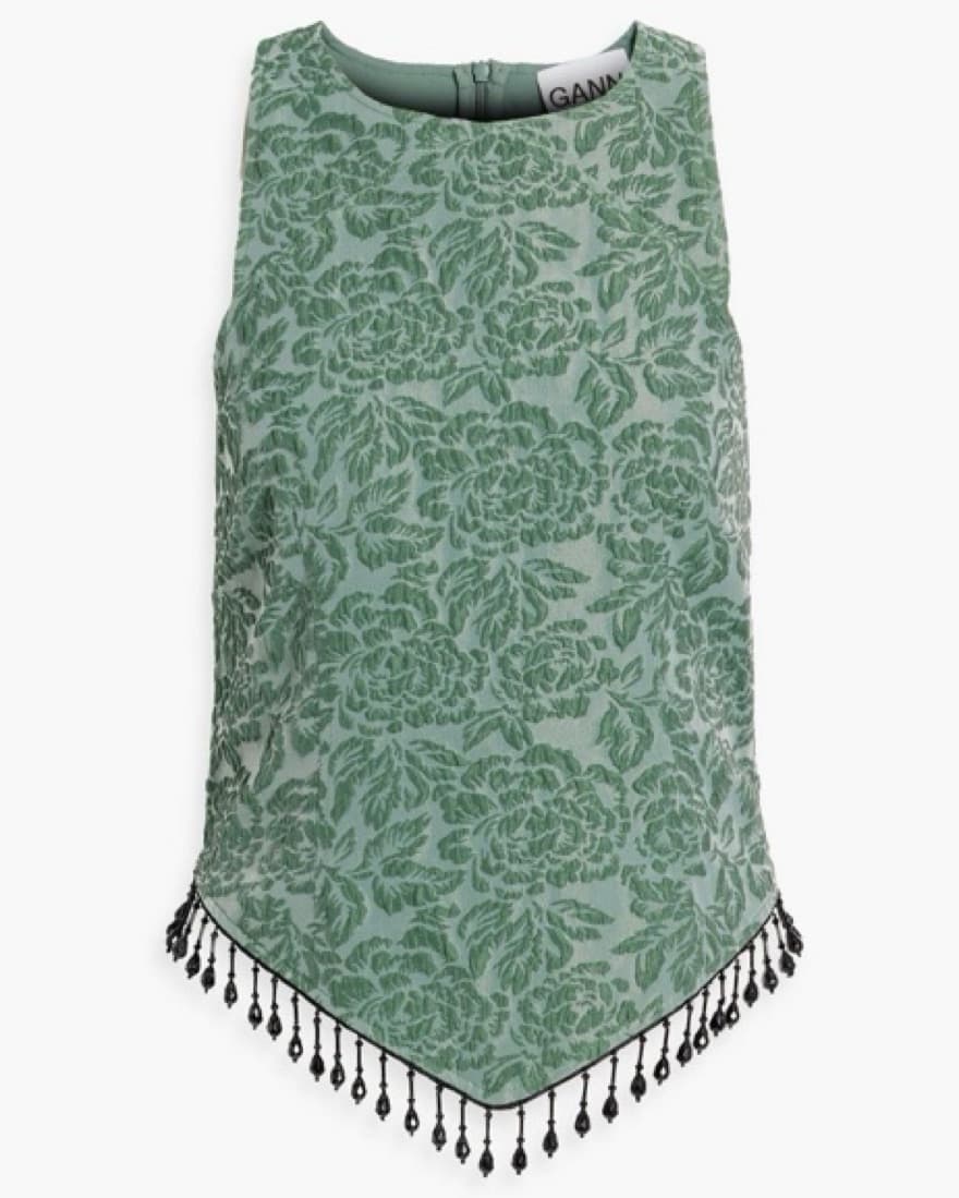 Ganni Bead Embellished Cloque Top - Image 1