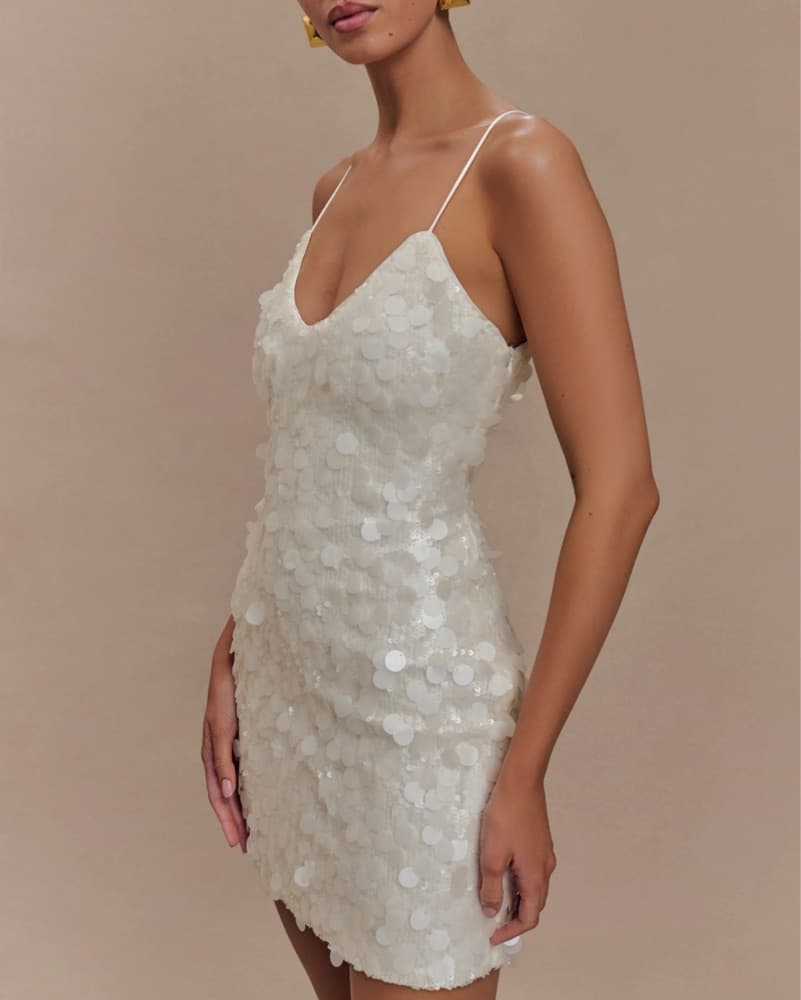 Glamorous White Sequin Mini Dress - Image 2