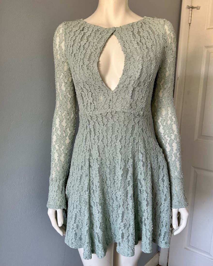 Free People Mint Green Lace Dress - Image 1