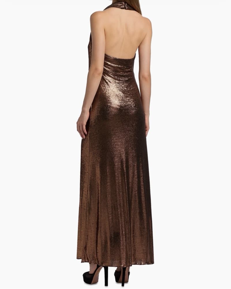 Halston Soraya Metallic Jersey Gown - Image 3