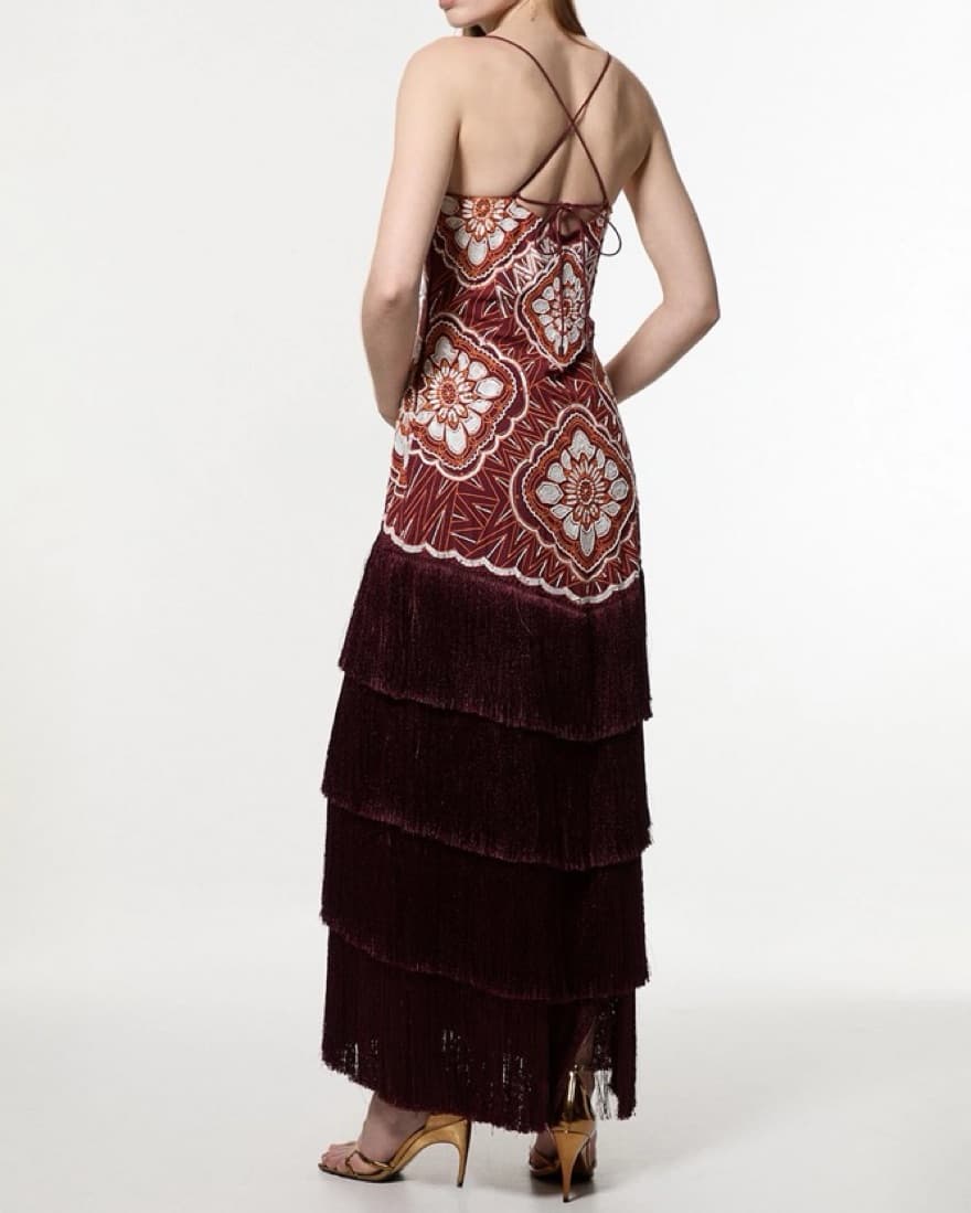 Fringe Strappy Beaded Woven Maxi Dress  - Image 3