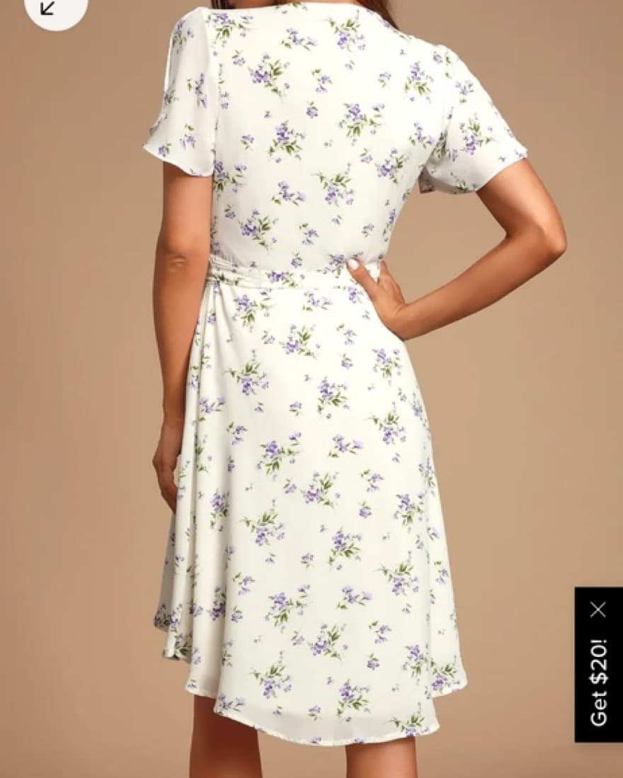 Lulus White Floral Print Midi Wrap Dress - Image 2