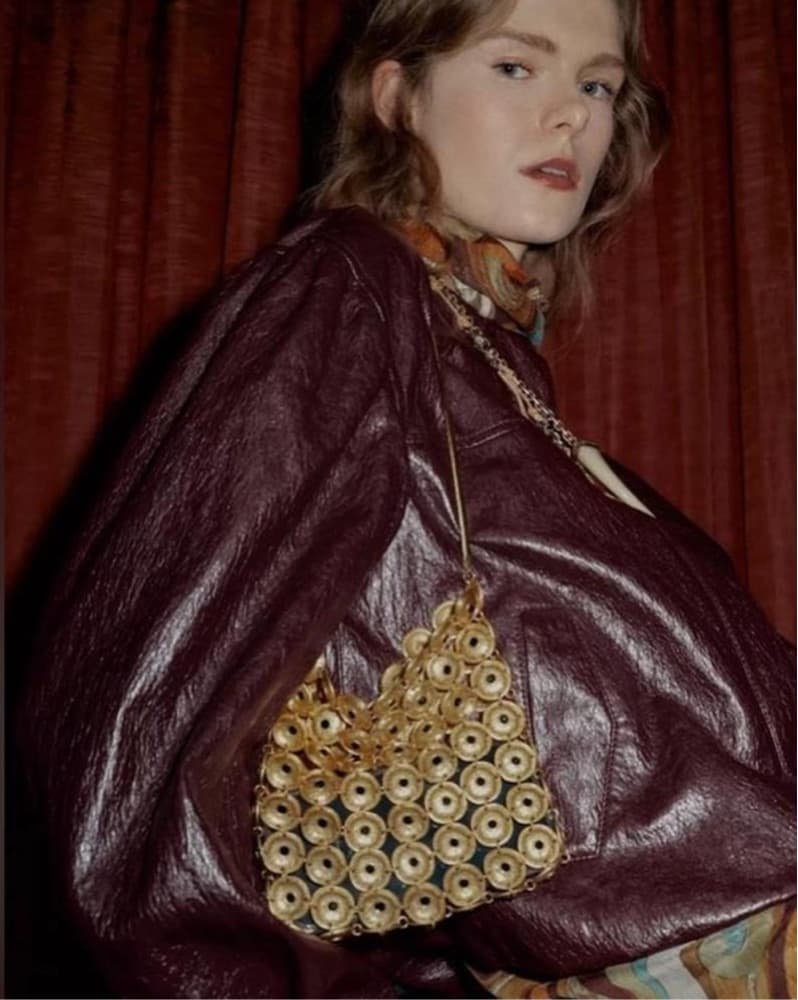 Zara Gold Metal Appliqué Purse - Image 4