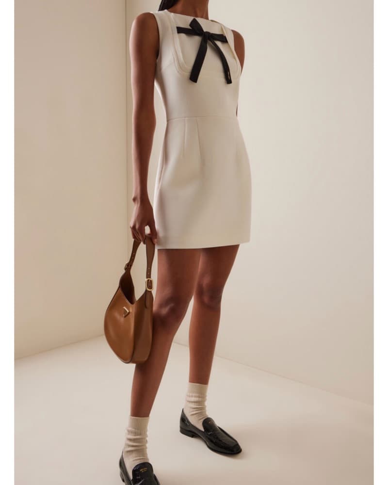 Prada Bow-Detailed Cotton Mini Dress - Image 2