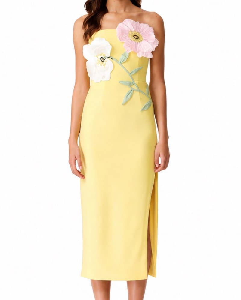Jacqueline Yellow Floral Appliqué - Image 1