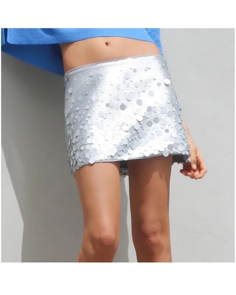 Grey Sparkle Mini Skirt  - Image 1