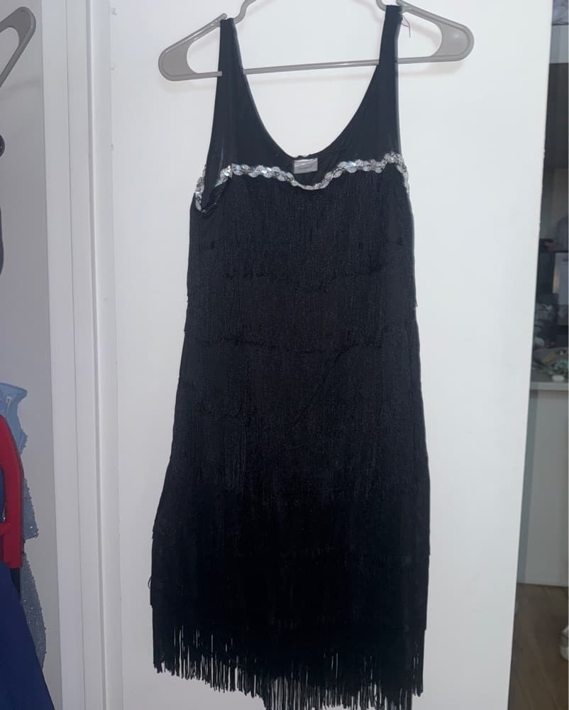Black Fringe Flapper Dress - Image 3
